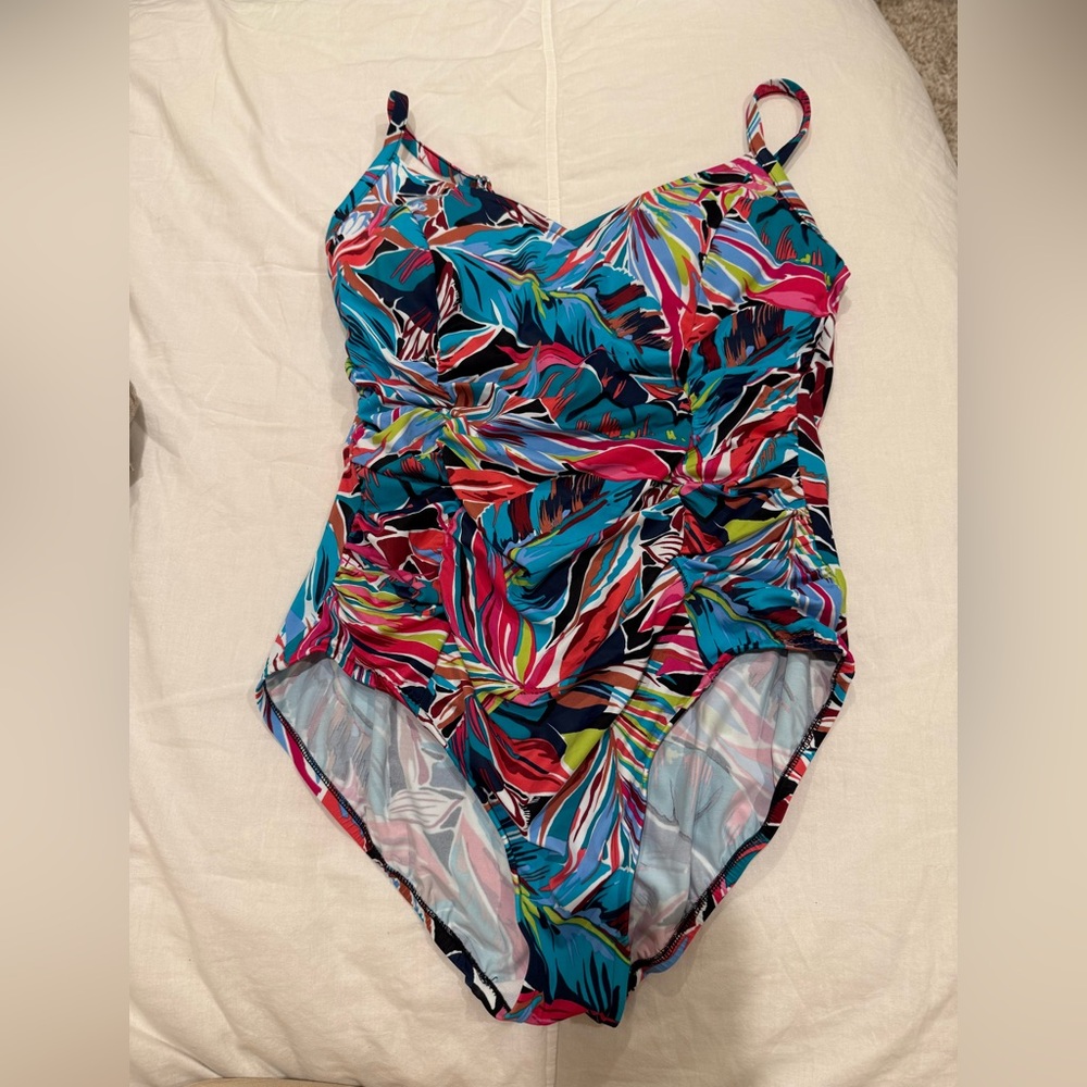 Aqua Green Vibrant Leafy Women’s One Piece